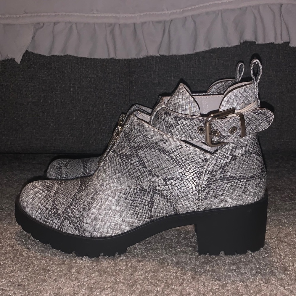 Snakeskin booties